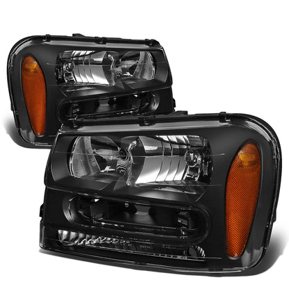 FAROS 02-09 CHEVY TRAILBLAZER / 02-05 TRAILBLAZER EXT - 9006 LOW BEAM / 9005 HIGH BEAM / 3757A TURN SIGNAL - BLACK HOUSING / AMBER CORNER