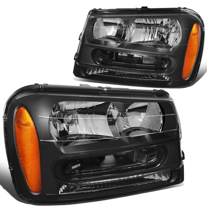 FAROS 02-09 CHEVY TRAILBLAZER / 02-05 TRAILBLAZER EXT - 9006 LOW BEAM / 9005 HIGH BEAM / 3757A TURN SIGNAL - BLACK HOUSING / AMBER CORNER