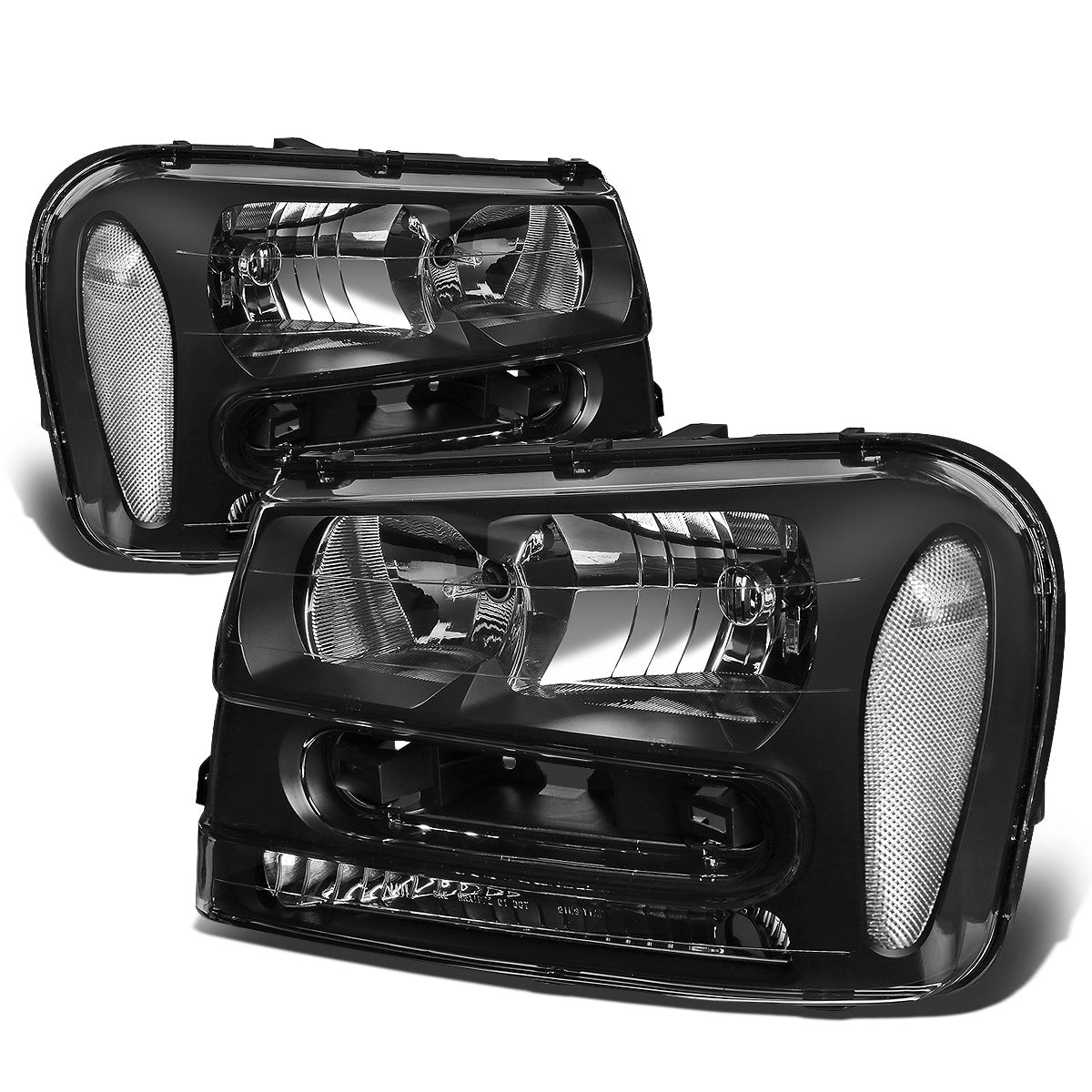 FAROS 02-09 CHEVY TRAILBLAZER / 02-05 TRAILBLAZER EXT - 9006 LOW BEAM / 9005 HIGH BEAM / 3757A TURN SIGNAL - BLACK HOUSING / CLEAR CORNER