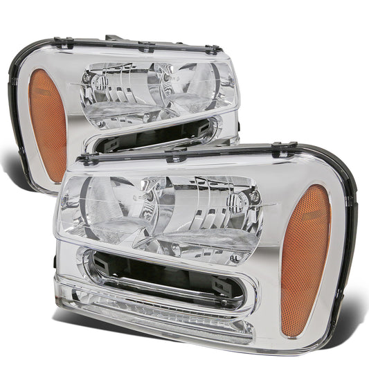FAROS 02-09 CHEVY TRAILBLAZER / 02-05 TRAILBLAZER EXT - 9006 LOW BEAM / 9005 HIGH BEAM / 3757A TURN SIGNAL - CHROME HOUSING / AMBER CORNER