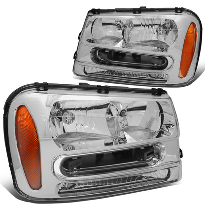 FAROS 02-09 CHEVY TRAILBLAZER / 02-05 TRAILBLAZER EXT - 9006 LOW BEAM / 9005 HIGH BEAM / 3757A TURN SIGNAL - CHROME HOUSING / AMBER CORNER