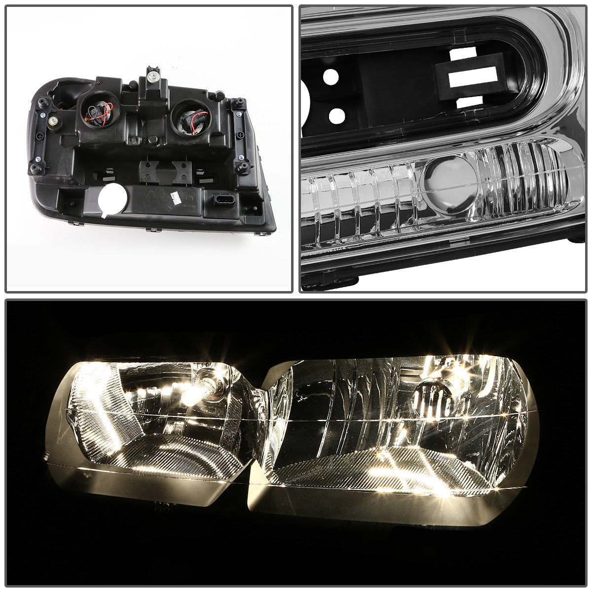 FAROS 02-09 CHEVY TRAILBLAZER / 02-05 TRAILBLAZER EXT - 9006 LOW BEAM / 9005 HIGH BEAM / 3757A TURN SIGNAL - CHROME HOUSING / AMBER CORNER