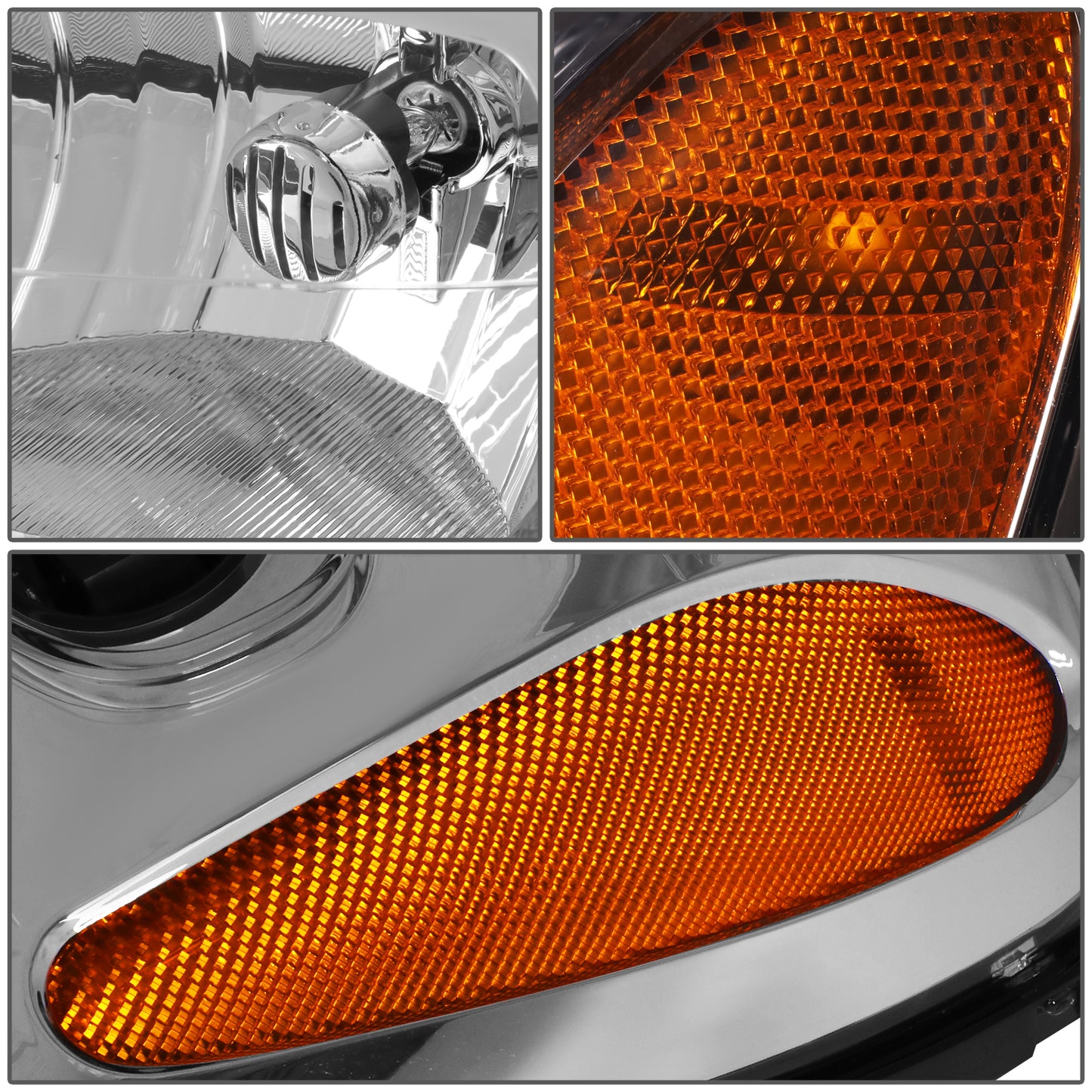 FAROS 02-09 CHEVY TRAILBLAZER / 02-05 TRAILBLAZER EXT - 9006 LOW BEAM / 9005 HIGH BEAM / 3757A TURN SIGNAL - CHROME HOUSING / AMBER CORNER