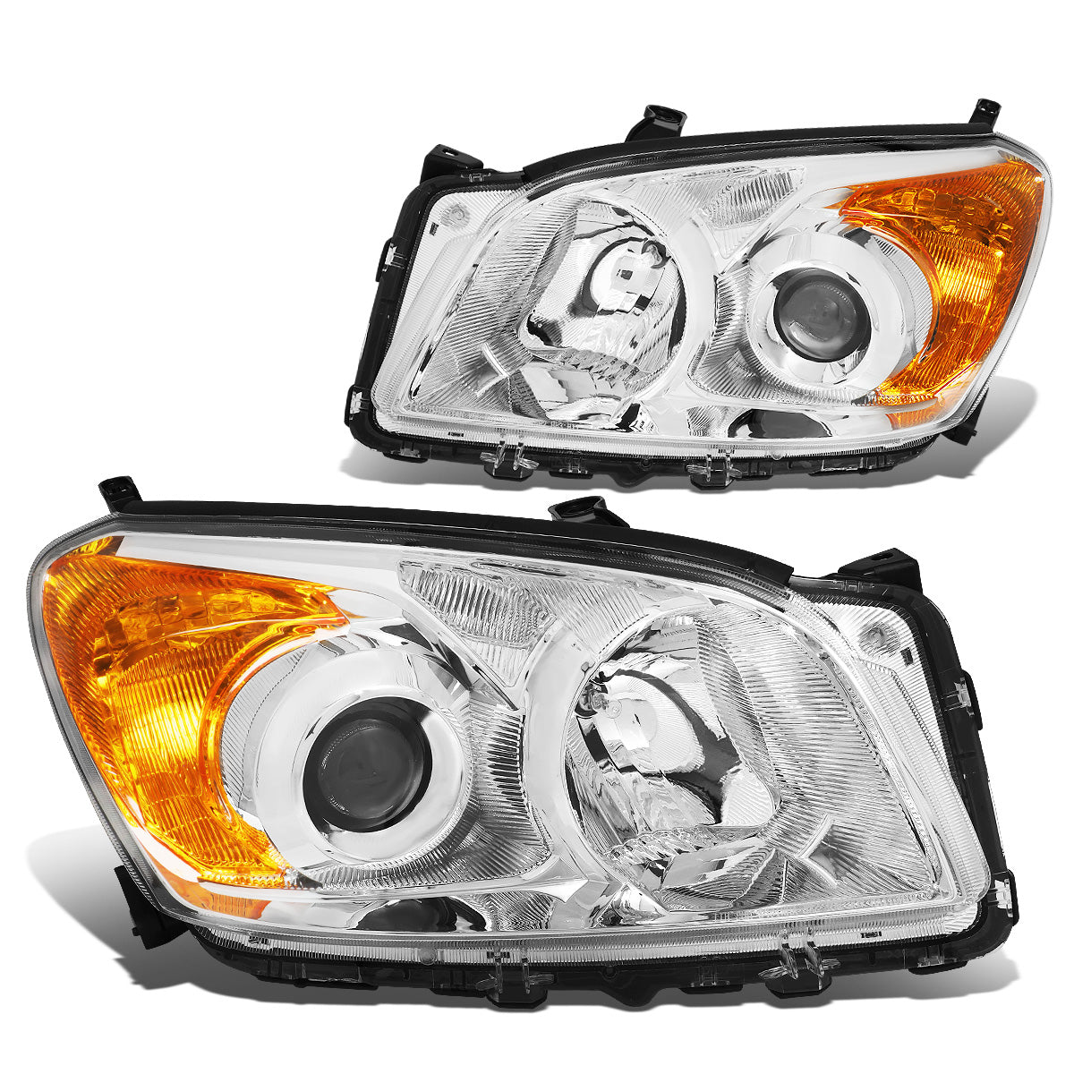 FAROS 09-12 TOYOTA RAV4 - PROJECTOR - H11 LOW BEAM / 9005 HIGH BEAM / 7443A TURN SIGNAL - CHROME HOUSING / AMBER CORNER