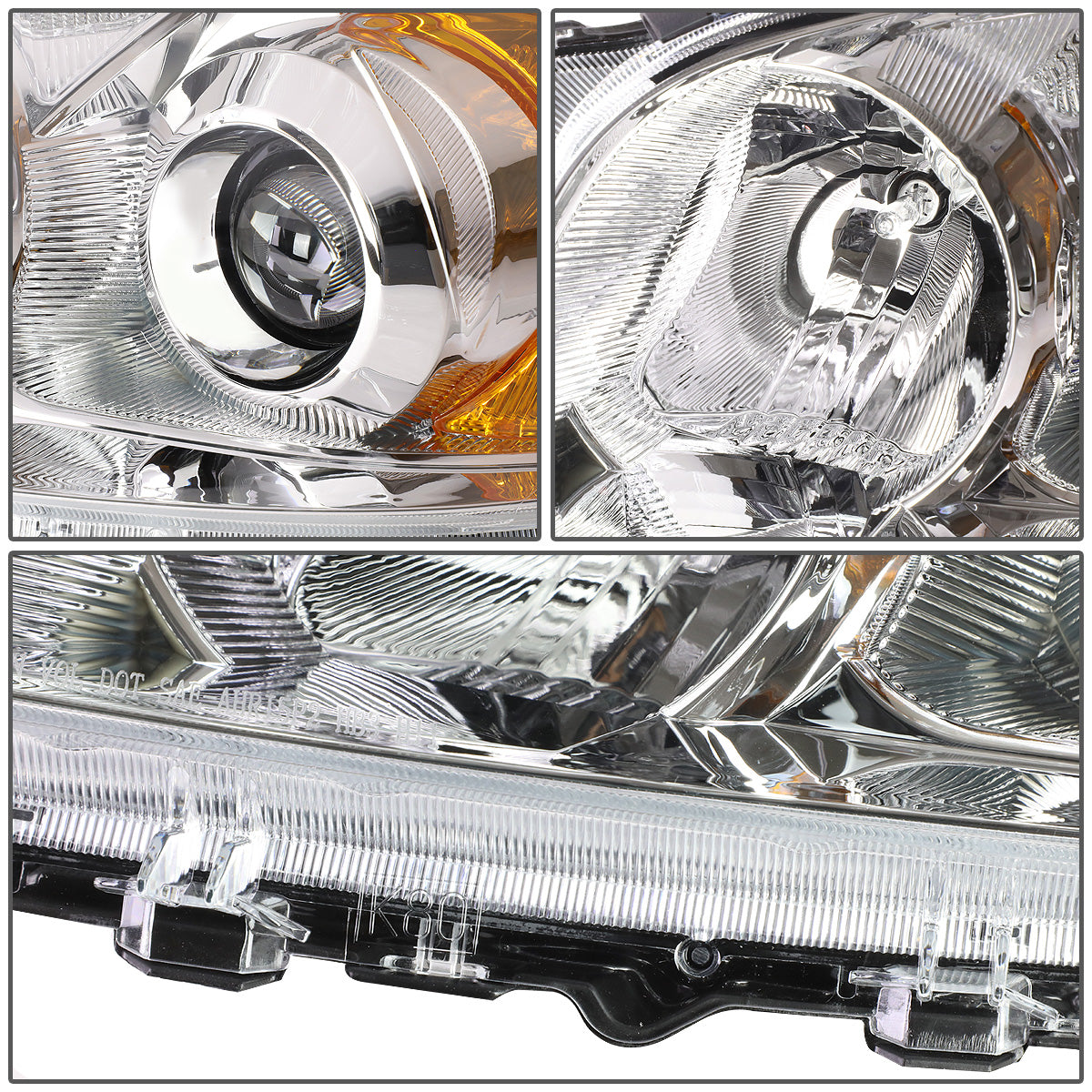FAROS 09-12 TOYOTA RAV4 - PROJECTOR - H11 LOW BEAM / 9005 HIGH BEAM / 7443A TURN SIGNAL - CHROME HOUSING / AMBER CORNER