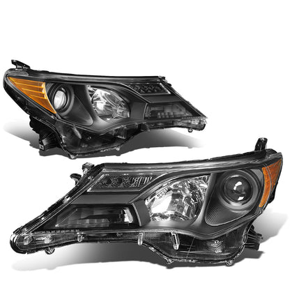 FAROS 13-15 TOYOTA RAV4 - PROJECTOR - H11 LOW BEAM / 9005 HIGH BEAM / 3457A TURN SIGNAL - BLACK HOUSING / AMBER CORNER