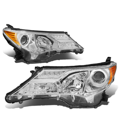 FAROS 13-15 TOYOTA RAV4 - PROJECTOR - H11 LOW BEAM / 9005 HIGH BEAM / 3457A TURN SIGNAL - CHROME HOUSING / AMBER CORNER