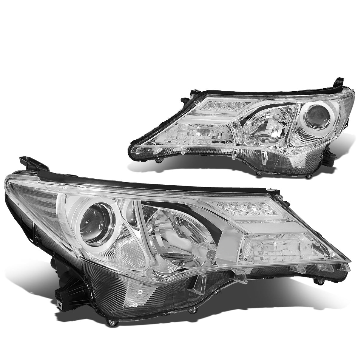 FAROS 13-15 TOYOTA RAV4 - PROJECTOR - H11 LOW BEAM / 9005 HIGH BEAM / 3457A TURN SIGNAL - CHROME HOUSING / CLEAR CORNER