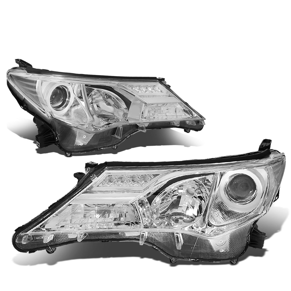FAROS 13-15 TOYOTA RAV4 - PROJECTOR - H11 LOW BEAM / 9005 HIGH BEAM / 3457A TURN SIGNAL - CHROME HOUSING / CLEAR CORNER