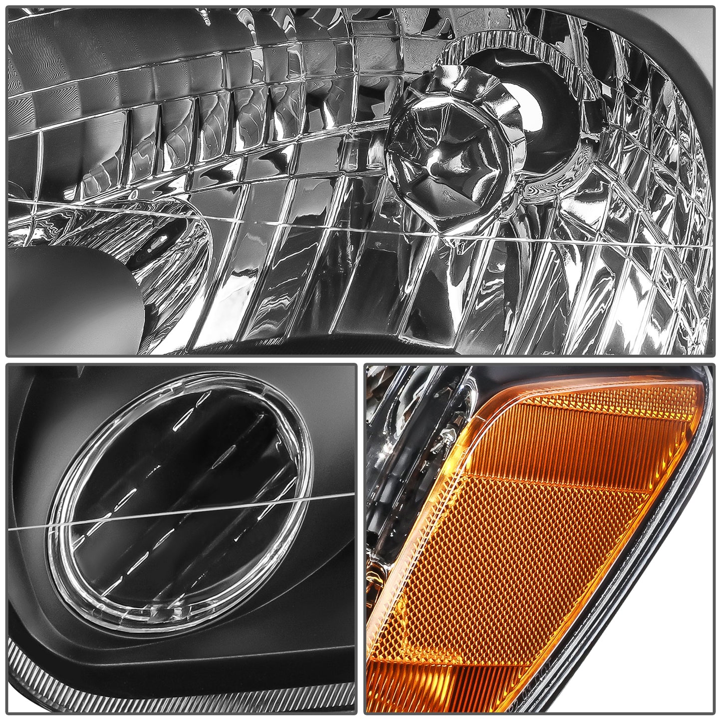 FAROS 05-07 TOYOTA SEQUOIA / 05-06 TOYOTA TUNDRA CREW CAB - BLACK HOUSING / AMBER CORNER - H4 HIGH / LOW BEAM