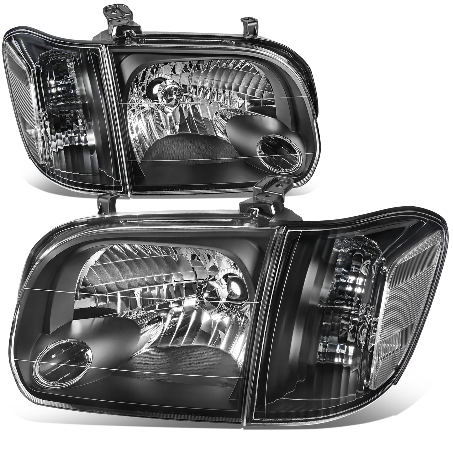 FAROS 05-07 TOYOTA SEQUOIA / 05-06 TOYOTA TUNDRA CREW CAB - BLACK HOUSING / CLEAR CORNER - H4 HIGH / LOW BEAM