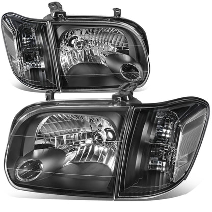 FAROS 05-07 TOYOTA SEQUOIA / 05-06 TOYOTA TUNDRA CREW CAB - BLACK HOUSING / CLEAR CORNER - H4 HIGH / LOW BEAM