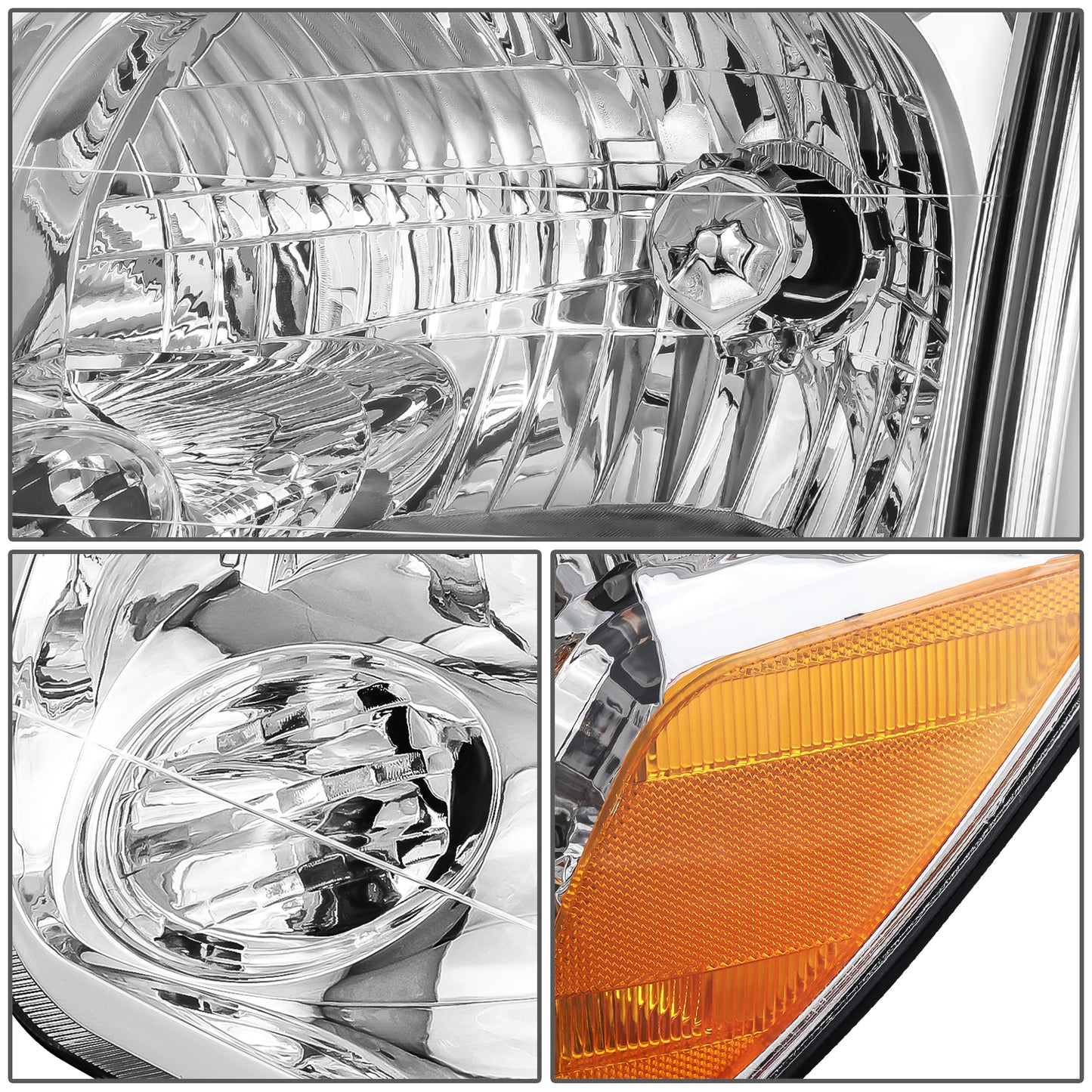 FAROS 05-07 TOYOTA SEQUOIA / 05-06 TOYOTA TUNDRA CREW CAB - CHROME HOUSING / AMBER CORNER - H4 HIGH / LOW BEAM