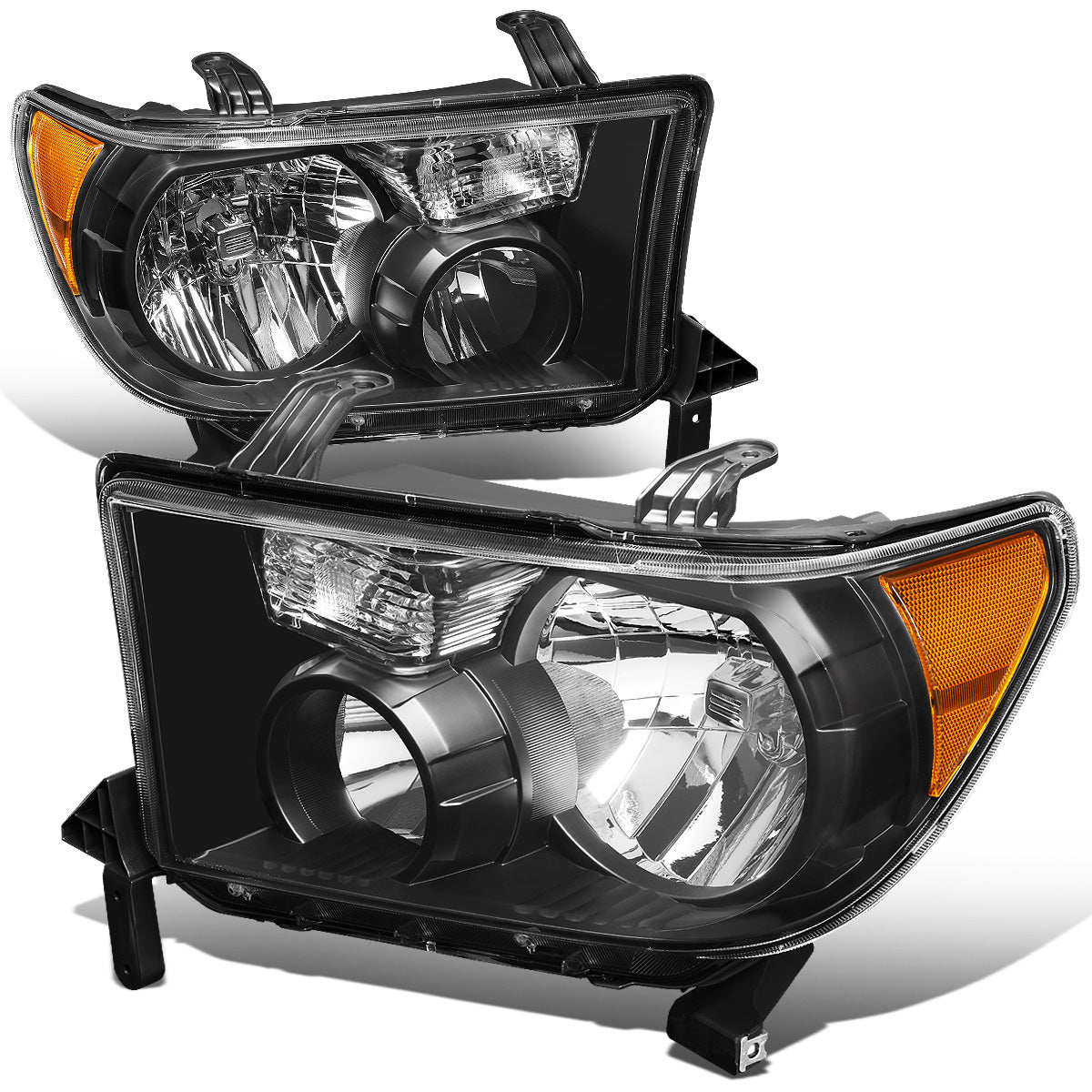 FAROS 07-13 TOYOTA TUNDRA / 08-17 TOYOTA SEQUOIA - DOES NOT FIT 09-12 TUNDRA W/ HEADLIGHT LEVEL ADJUSTER - DOES NOT FIT '12 SEQUOIA WITH HEADLIGHT WASHER - H11 LOW BEAM / 9005 HIGH BEAM / 4157NA TURN SIGNAL - BLACK HOUSING / AMBER CORNER
