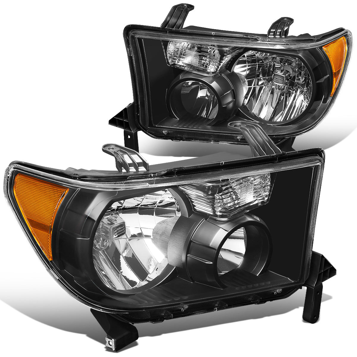 FAROS 07-13 TOYOTA TUNDRA / 08-17 TOYOTA SEQUOIA - DOES NOT FIT 09-12 TUNDRA W/ HEADLIGHT LEVEL ADJUSTER - DOES NOT FIT '12 SEQUOIA WITH HEADLIGHT WASHER - H11 LOW BEAM / 9005 HIGH BEAM / 4157NA TURN SIGNAL - BLACK HOUSING / AMBER CORNER