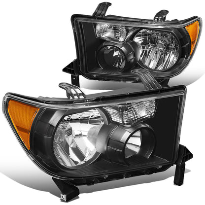 FAROS 07-13 TOYOTA TUNDRA / 08-17 TOYOTA SEQUOIA - DOES NOT FIT 09-12 TUNDRA W/ HEADLIGHT LEVEL ADJUSTER - DOES NOT FIT '12 SEQUOIA WITH HEADLIGHT WASHER - H11 LOW BEAM / 9005 HIGH BEAM / 4157NA TURN SIGNAL - BLACK HOUSING / AMBER CORNER
