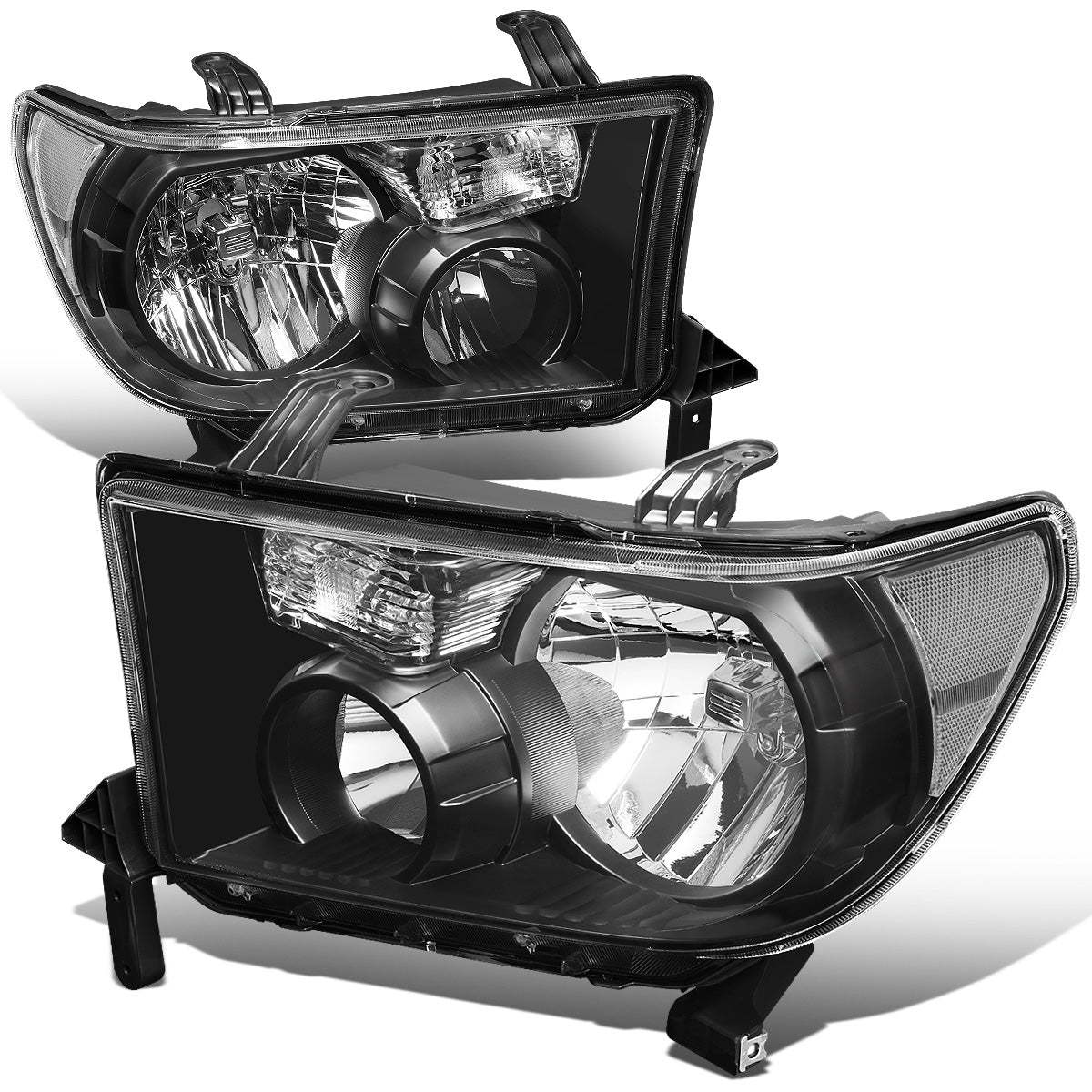 FAROS 07-13 TOYOTA TUNDRA / 08-17 TOYOTA SEQUOIA - DOES NOT FIT 09-12 TUNDRA W/ HEADLIGHT LEVEL ADJUSTER - DOES NOT FIT '12 SEQUOIA WITH HEADLIGHT WASHER - H11 LOW BEAM / 9005 HIGH BEAM / 4157NA TURN SIGNAL - BLACK HOUSING / CLEAR CORNER