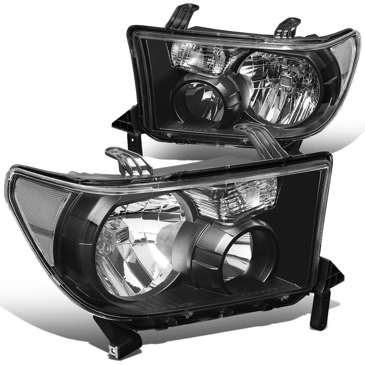 FAROS 07-13 TOYOTA TUNDRA / 08-17 TOYOTA SEQUOIA - DOES NOT FIT 09-12 TUNDRA W/ HEADLIGHT LEVEL ADJUSTER - DOES NOT FIT '12 SEQUOIA WITH HEADLIGHT WASHER - H11 LOW BEAM / 9005 HIGH BEAM / 4157NA TURN SIGNAL - BLACK HOUSING / CLEAR CORNER