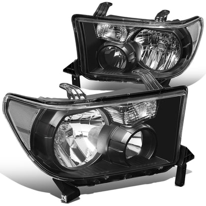 FAROS 07-13 TOYOTA TUNDRA / 08-17 TOYOTA SEQUOIA - DOES NOT FIT 09-12 TUNDRA W/ HEADLIGHT LEVEL ADJUSTER - DOES NOT FIT '12 SEQUOIA WITH HEADLIGHT WASHER - H11 LOW BEAM / 9005 HIGH BEAM / 4157NA TURN SIGNAL - BLACK HOUSING / CLEAR CORNER