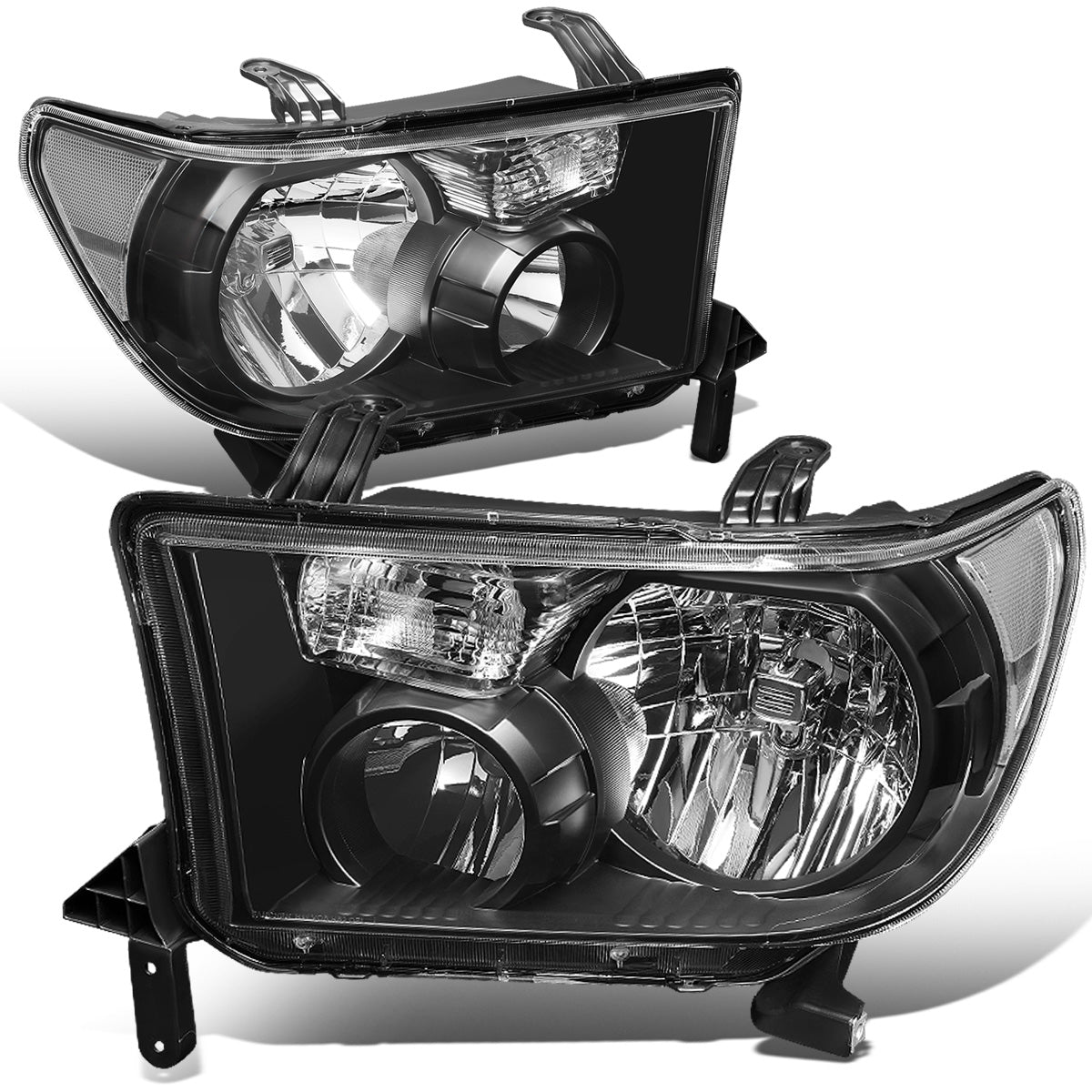 FAROS 07-13 TOYOTA TUNDRA / 08-17 TOYOTA SEQUOIA - DOES NOT FIT 09-12 TUNDRA W/ HEADLIGHT LEVEL ADJUSTER - DOES NOT FIT '12 SEQUOIA WITH HEADLIGHT WASHER - H11 LOW BEAM / 9005 HIGH BEAM / 4157NA TURN SIGNAL - BLACK HOUSING / CLEAR CORNER