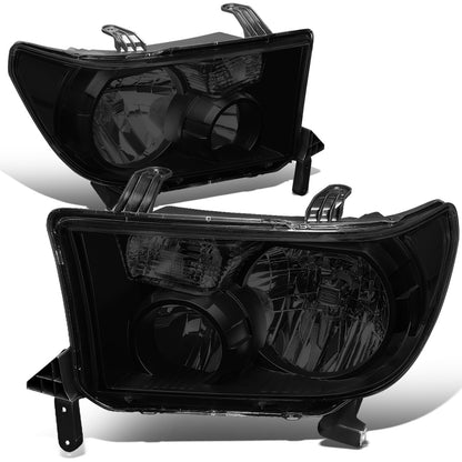 FAROS 07-13 TOYOTA TUNDRA / 08-17 TOYOTA SEQUOIA - DOES NOT FIT 09-12 TUNDRA W/ HEADLIGHT LEVEL ADJUSTER - DOES NOT FIT '12 SEQUOIA WITH HEADLIGHT WASHER - H11 LOW BEAM / 9005 HIGH BEAM / 4157NA TURN SIGNAL - BLACK HOUSING / SMOKE LENS / CLEAR CORNER