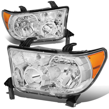 FAROS 07-13 TOYOTA TUNDRA / 08-17 TOYOTA SEQUOIA - DOES NOT FIT 09-12 TUNDRA W/ HEADLIGHT LEVEL ADJUSTER - DOES NOT FIT '12 SEQUOIA WITH HEADLIGHT WASHER - H11 LOW BEAM / 9005 HIGH BEAM / 4157NA TURN SIGNAL - CHROME HOUSING / AMBER CORNER