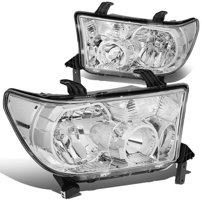 FAROS 07-13 TOYOTA TUNDRA / 08-17 TOYOTA SEQUOIA - DOES NOT FIT 09-12 TUNDRA W/ HEADLIGHT LEVEL ADJUSTER - DOES NOT FIT '12 SEQUOIA WITH HEADLIGHT WASHER - H11 LOW BEAM / 9005 HIGH BEAM / 4157NA TURN SIGNAL - CHROME HOUSING / CLEAR CORNER