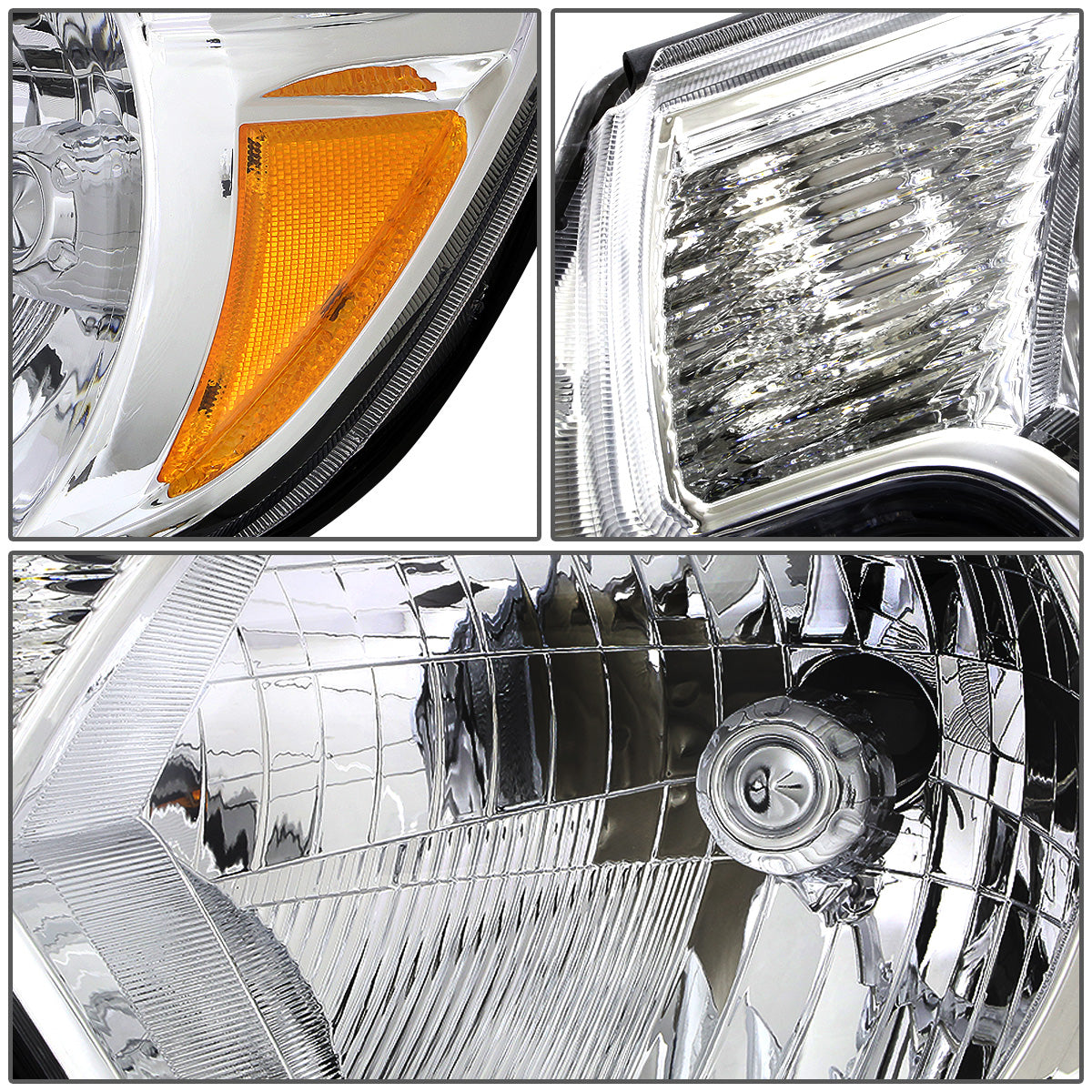 FAROS 12-15 TOYOTA TACOMA - H4 LOW BEAM / HIGH BEAM / 4157NA TURN SIGNAL - CHROME HOUSING / AMBER CORNER