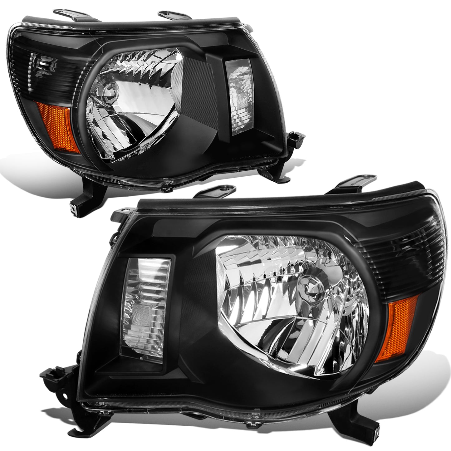 FAROS 05-11 TOYOTA TACOMA - OE STYLE - H4 HIGH / LOW BEAM / 4157NA TURN SIGNAL - BLACK HOUSING / AMBER CORNER
