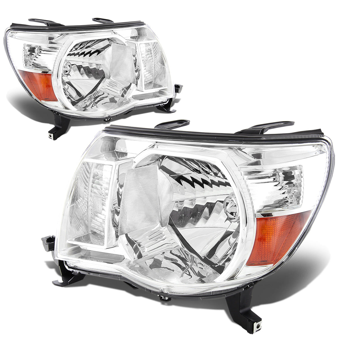 FAROS 05-11 TOYOTA TACOMA - OE STYLE - H4 HIGH / LOW BEAM / 4157NA TURN SIGNAL - CHROME HOUSING / AMBER CORNER
