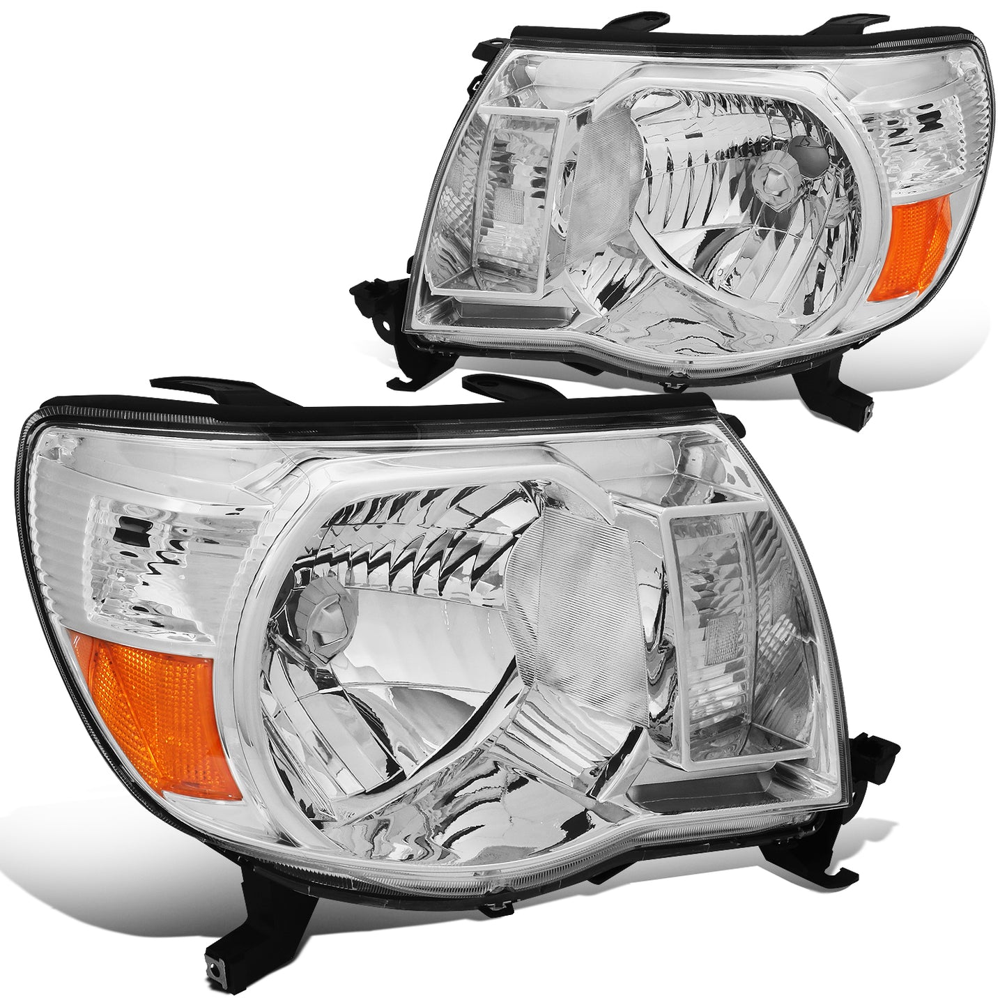 FAROS 05-11 TOYOTA TACOMA - OE STYLE - H4 HIGH / LOW BEAM / 4157NA TURN SIGNAL - CHROME HOUSING / AMBER CORNER