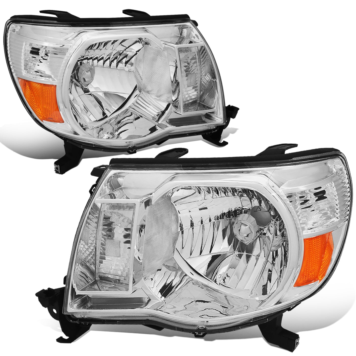 FAROS 05-11 TOYOTA TACOMA - OE STYLE - H4 HIGH / LOW BEAM / 4157NA TURN SIGNAL - CHROME HOUSING / AMBER CORNER