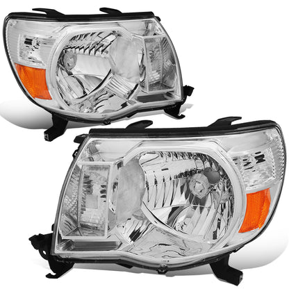 FAROS 05-11 TOYOTA TACOMA - OE STYLE - H4 HIGH / LOW BEAM / 4157NA TURN SIGNAL - CHROME HOUSING / AMBER CORNER