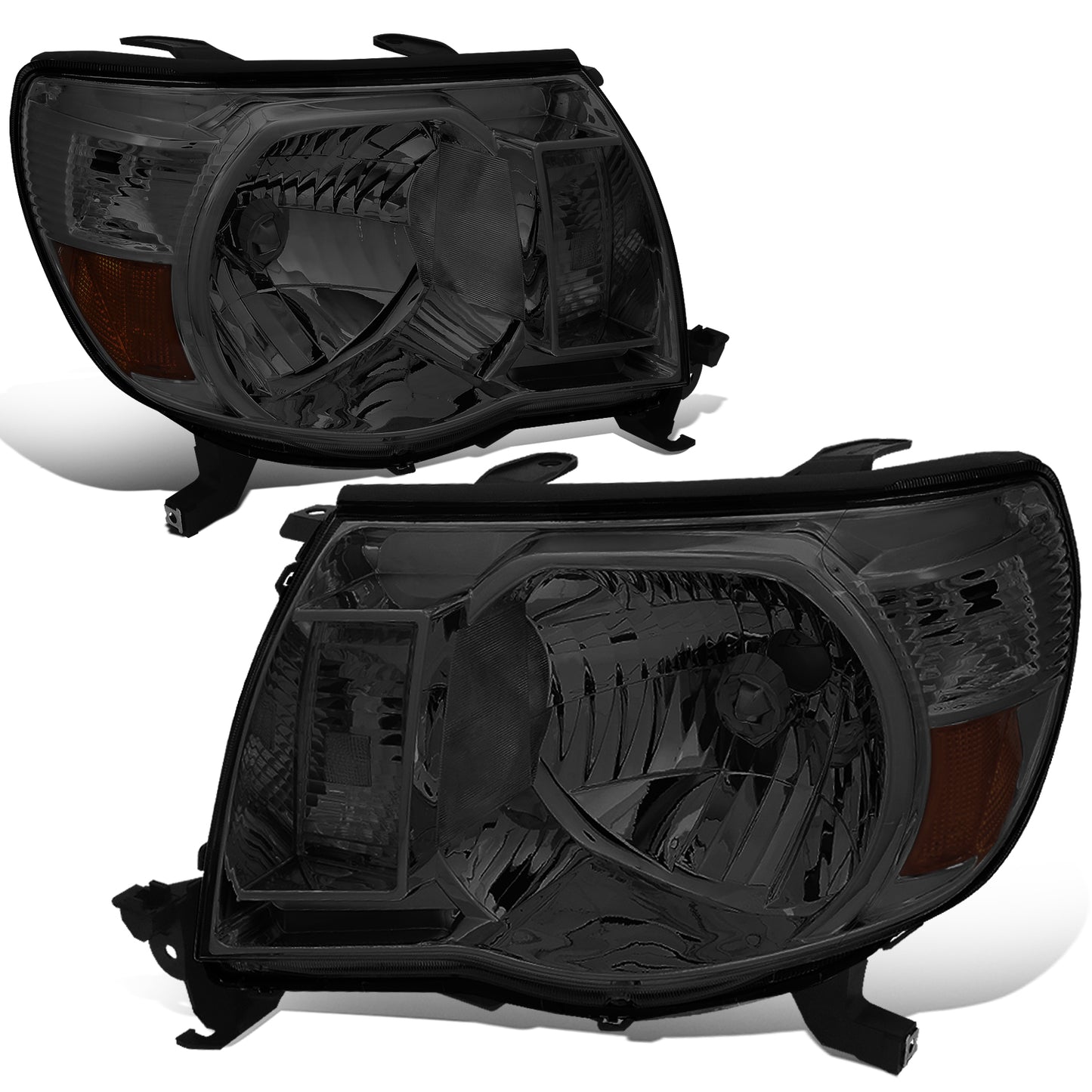FAROS 05-11 TOYOTA TACOMA - OE STYLE - H4 HIGH / LOW BEAM / 4157NA TURN SIGNAL - CHROME HOUSING / SMOKED LENS / AMBER CORNER