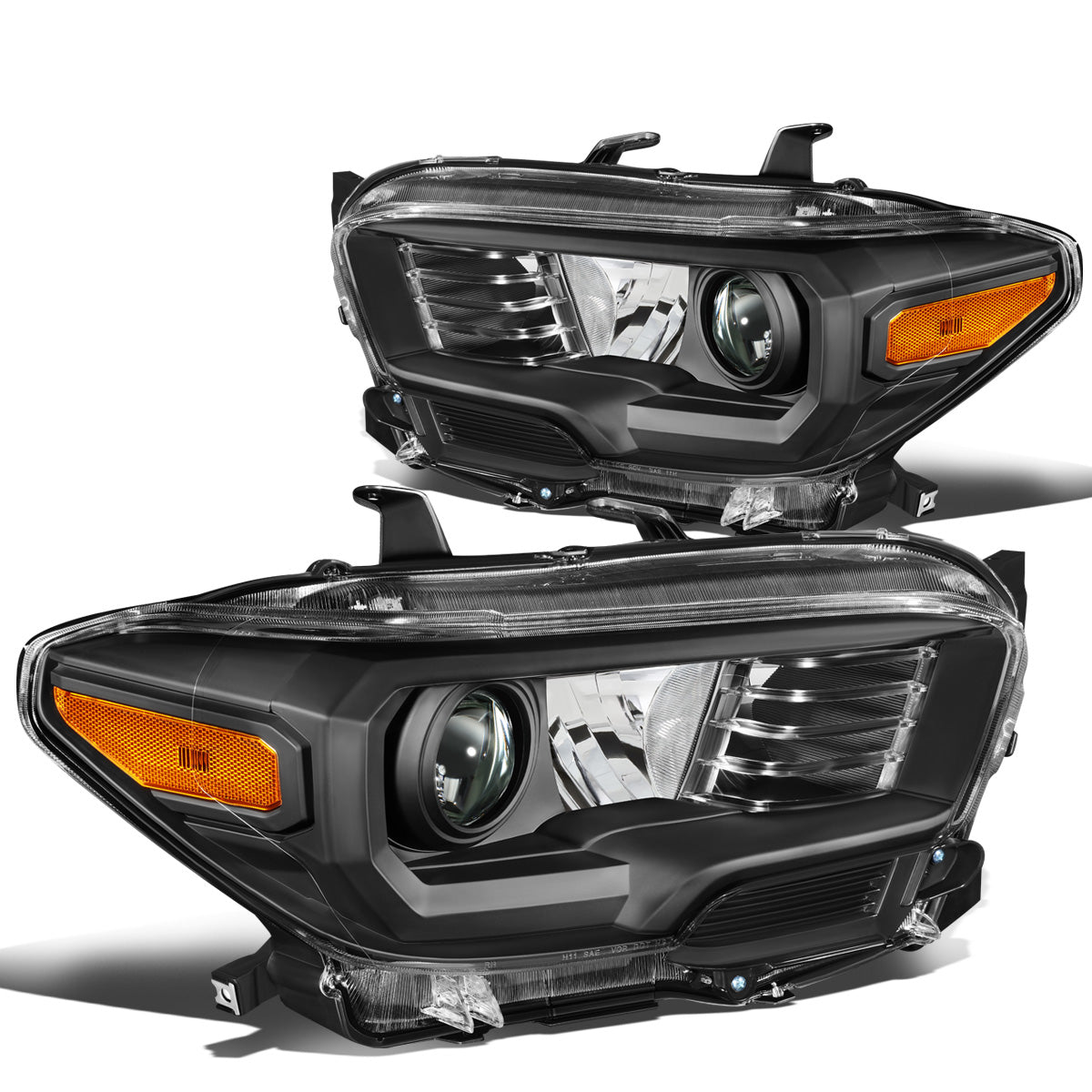FAROS 16-18 TOYOTA TACOMA - FITS MODELS W/O LED RUNNING LIGHTS - PROJECTOR - H11 LOW / H9 HIGH / 7440 SIGNAL / 2825 MARKER - BLACK HOUSING / AMBER CORNER