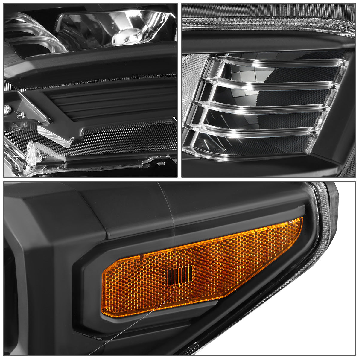 FAROS 16-18 TOYOTA TACOMA - FITS MODELS W/O LED RUNNING LIGHTS - PROJECTOR - H11 LOW / H9 HIGH / 7440 SIGNAL / 2825 MARKER - BLACK HOUSING / AMBER CORNER