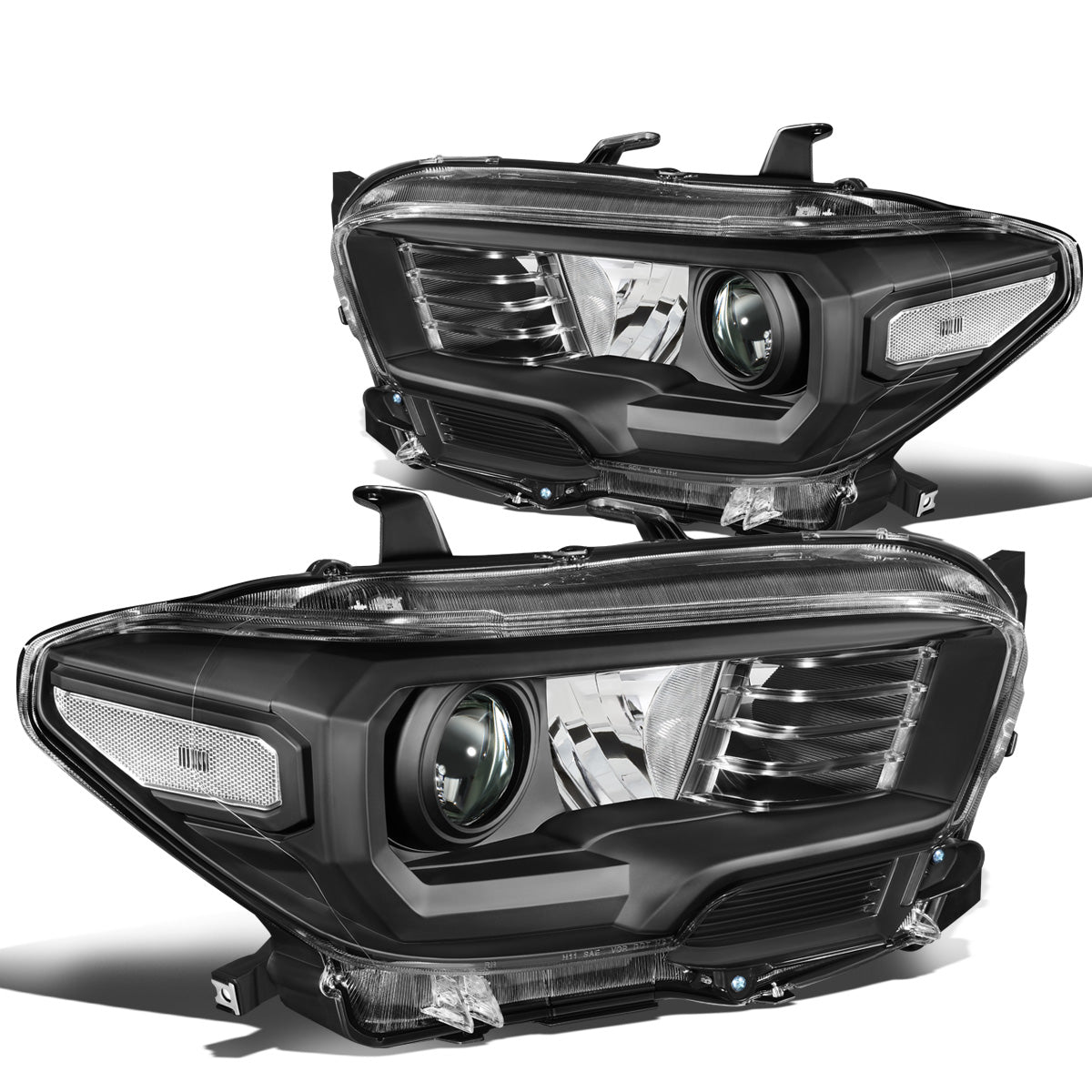 FAROS 16-18 TOYOTA TACOMA - FITS MODELS W/O LED RUNNING LIGHTS - PROJECTOR - H11 LOW / H9 HIGH / 7440 SIGNAL / 2825 MARKER - BLACK HOUSING / CLEAR CORNER