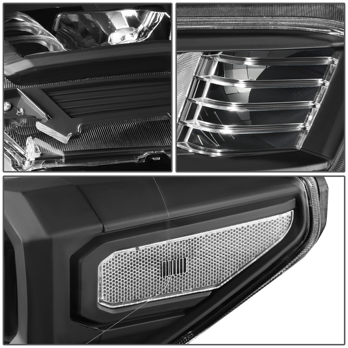 FAROS 16-18 TOYOTA TACOMA - FITS MODELS W/O LED RUNNING LIGHTS - PROJECTOR - H11 LOW / H9 HIGH / 7440 SIGNAL / 2825 MARKER - BLACK HOUSING / CLEAR CORNER