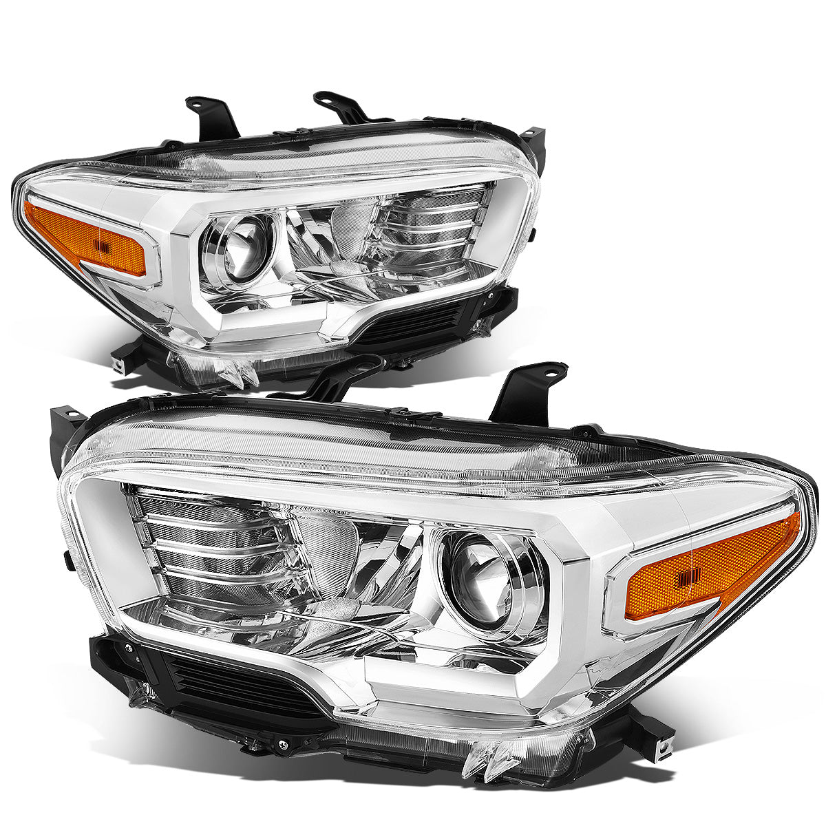 FAROS 16-18 TOYOTA TACOMA - FITS MODELS W/O LED RUNNING LIGHTS - PROJECTOR - H11 LOW / H9 HIGH / 7440 SIGNAL / 2825 MARKER - CHROME HOUSING / AMBER CORNER