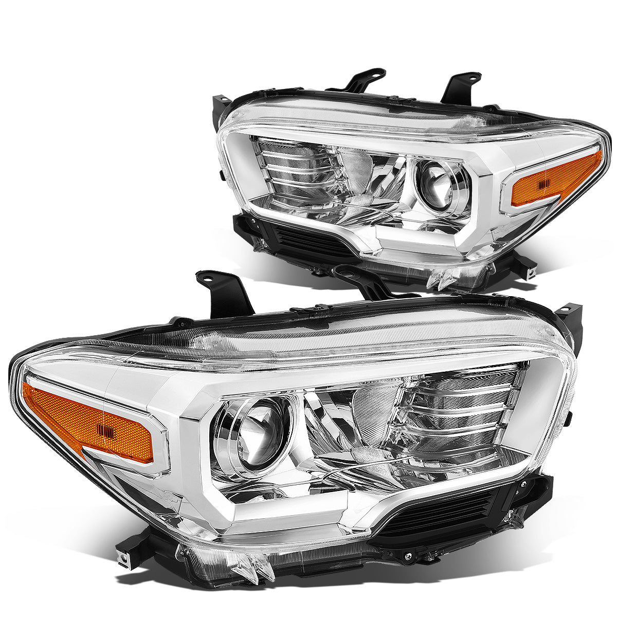 FAROS 16-18 TOYOTA TACOMA - FITS MODELS W/O LED RUNNING LIGHTS - PROJECTOR - H11 LOW / H9 HIGH / 7440 SIGNAL / 2825 MARKER - CHROME HOUSING / AMBER CORNER