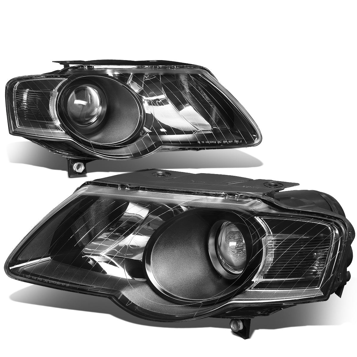 FAROS 06-10 VOLKSWAGEN PASSAT - FITS MODELS W/ HALOGEN HEADLIGHTS - PROJECTOR - H7 LOW BEAM / H7 HIGH BEAM - BLACK HOUSING / CLEAR CORNER