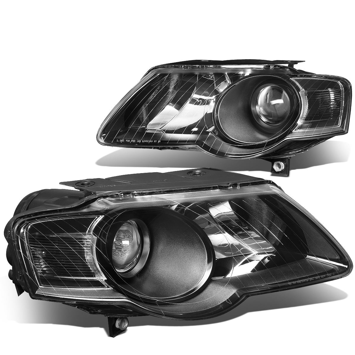 FAROS 06-10 VOLKSWAGEN PASSAT - FITS MODELS W/ HALOGEN HEADLIGHTS - PROJECTOR - H7 LOW BEAM / H7 HIGH BEAM - BLACK HOUSING / CLEAR CORNER