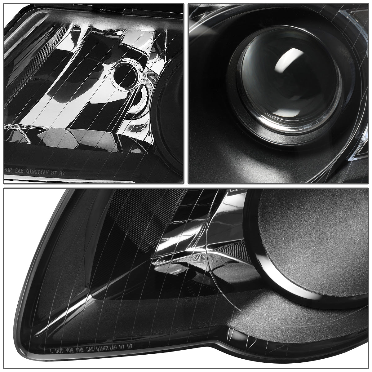 FAROS 06-10 VOLKSWAGEN PASSAT - FITS MODELS W/ HALOGEN HEADLIGHTS - PROJECTOR - H7 LOW BEAM / H7 HIGH BEAM - BLACK HOUSING / CLEAR CORNER