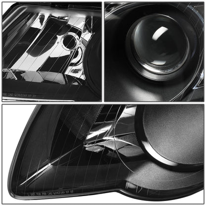 FAROS 06-10 VOLKSWAGEN PASSAT - FITS MODELS W/ HALOGEN HEADLIGHTS - PROJECTOR - H7 LOW BEAM / H7 HIGH BEAM - BLACK HOUSING / CLEAR CORNER