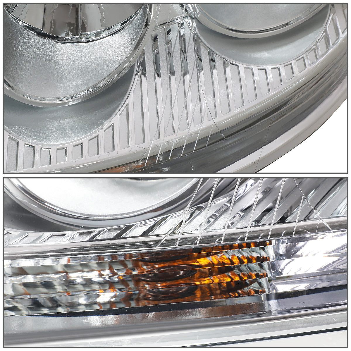 FAROS 05-10 VW JETTA / 06-09 VW RABBIT - H4 LOW BEAM / H7 HIGH BEAM / 1156A TURN SIGNAL - CHROME HOUSING / CLEAR CORNER