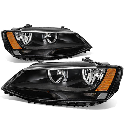 FAROS 11-17 VW JETTA - FITS MODELS W/ HALOGEN HEADLIGHTS ONLY - H7 LOW BEAM / HIGH BEAM / 7507 TURN SIGNAL - BLACK HOUSING / AMBER CORNER