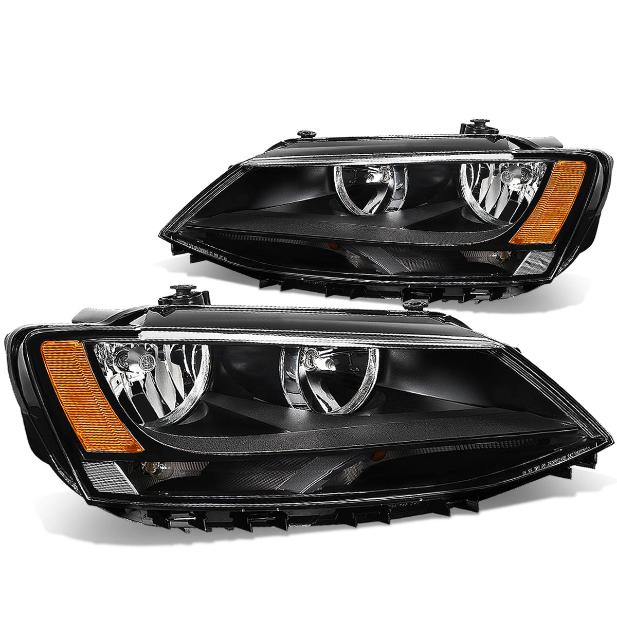 FAROS 11-17 VW JETTA - FITS MODELS W/ HALOGEN HEADLIGHTS ONLY - H7 LOW BEAM / HIGH BEAM / 7507 TURN SIGNAL - BLACK HOUSING / AMBER CORNER