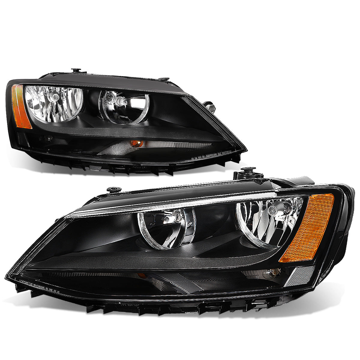 FAROS 11-17 VW JETTA - FITS MODELS W/ HALOGEN HEADLIGHTS ONLY - H7 LOW BEAM / HIGH BEAM / 7507 TURN SIGNAL - BLACK HOUSING / AMBER CORNER