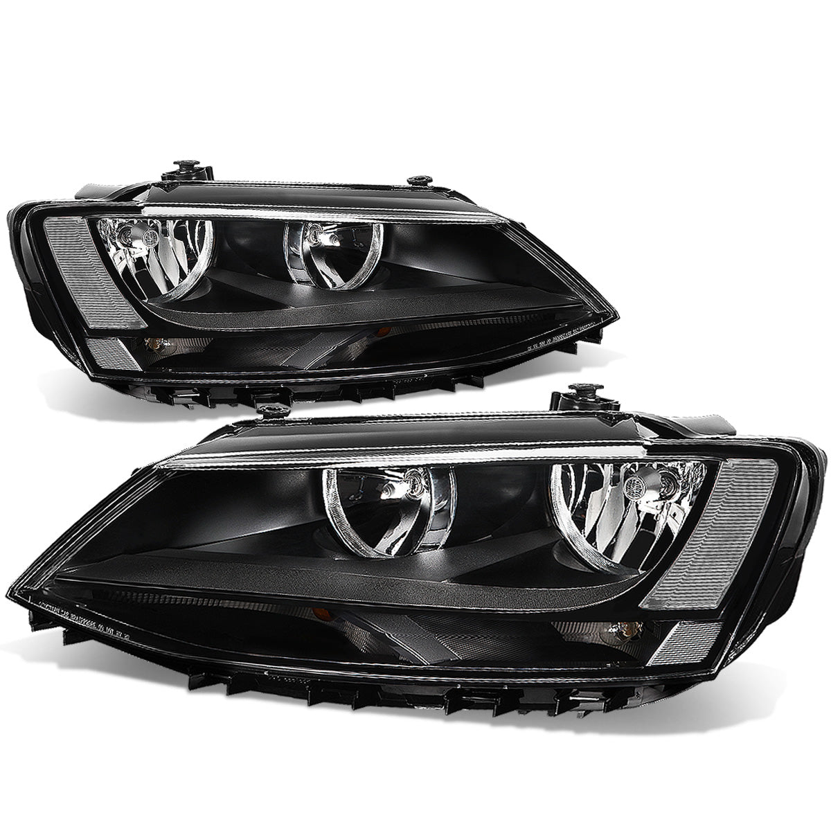 FAROS 11-17 VW JETTA - FITS MODELS W/ HALOGEN HEADLIGHTS ONLY - H7 LOW BEAM / HIGH BEAM / 7507 TURN SIGNAL - BLACK HOUSING / CLEAR CORNER