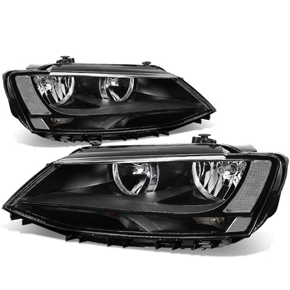 FAROS 11-17 VW JETTA - FITS MODELS W/ HALOGEN HEADLIGHTS ONLY - H7 LOW BEAM / HIGH BEAM / 7507 TURN SIGNAL - BLACK HOUSING / CLEAR CORNER